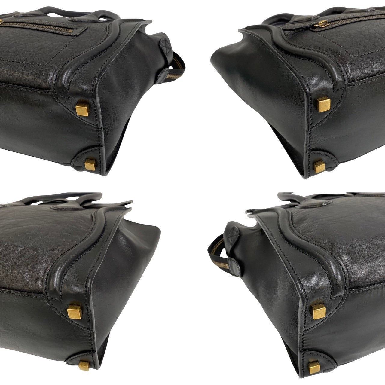 Celine Handbag Leather Black Luggage Micro Shopper Women