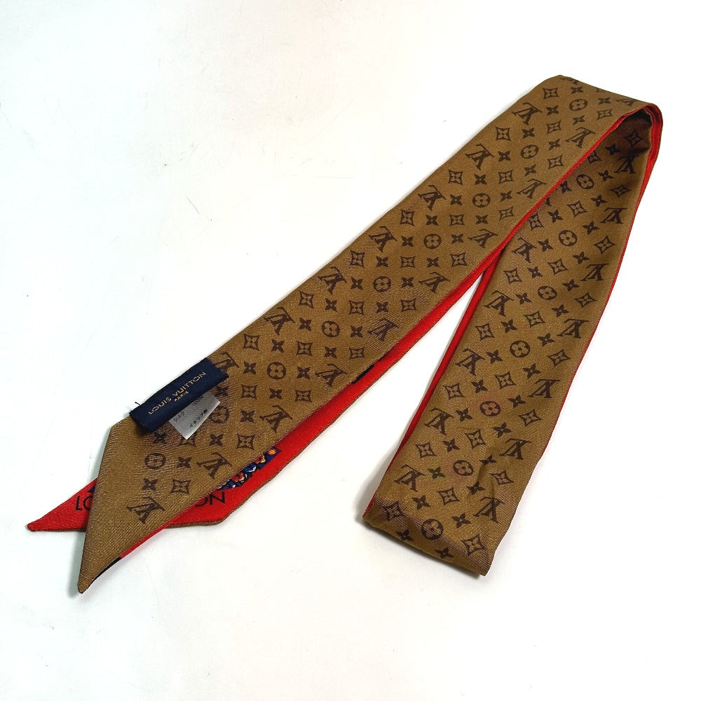 Louis Vuitton Scarf Mp1943 Silk Brown Monogram Bando Bb Kabuki Sticker Women Secondhand