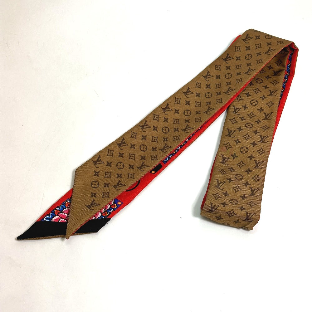 Louis Vuitton Scarf Mp1943 Silk Brown Monogram Bando Bb Kabuki Sticker Women Secondhand