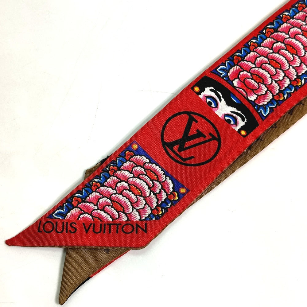 Louis Vuitton Scarf Mp1943 Silk Brown Monogram Bando Bb Kabuki Sticker Women Secondhand