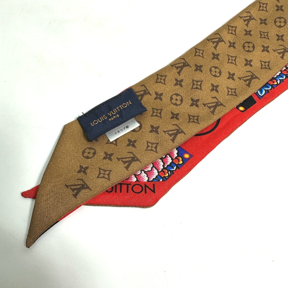 Louis Vuitton Scarf Mp1943 Silk Brown Monogram Bando Bb Kabuki Sticker Women Secondhand