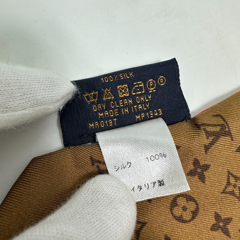 Louis Vuitton Scarf Mp1943 Silk Brown Monogram Bando Bb Kabuki Sticker Women Secondhand