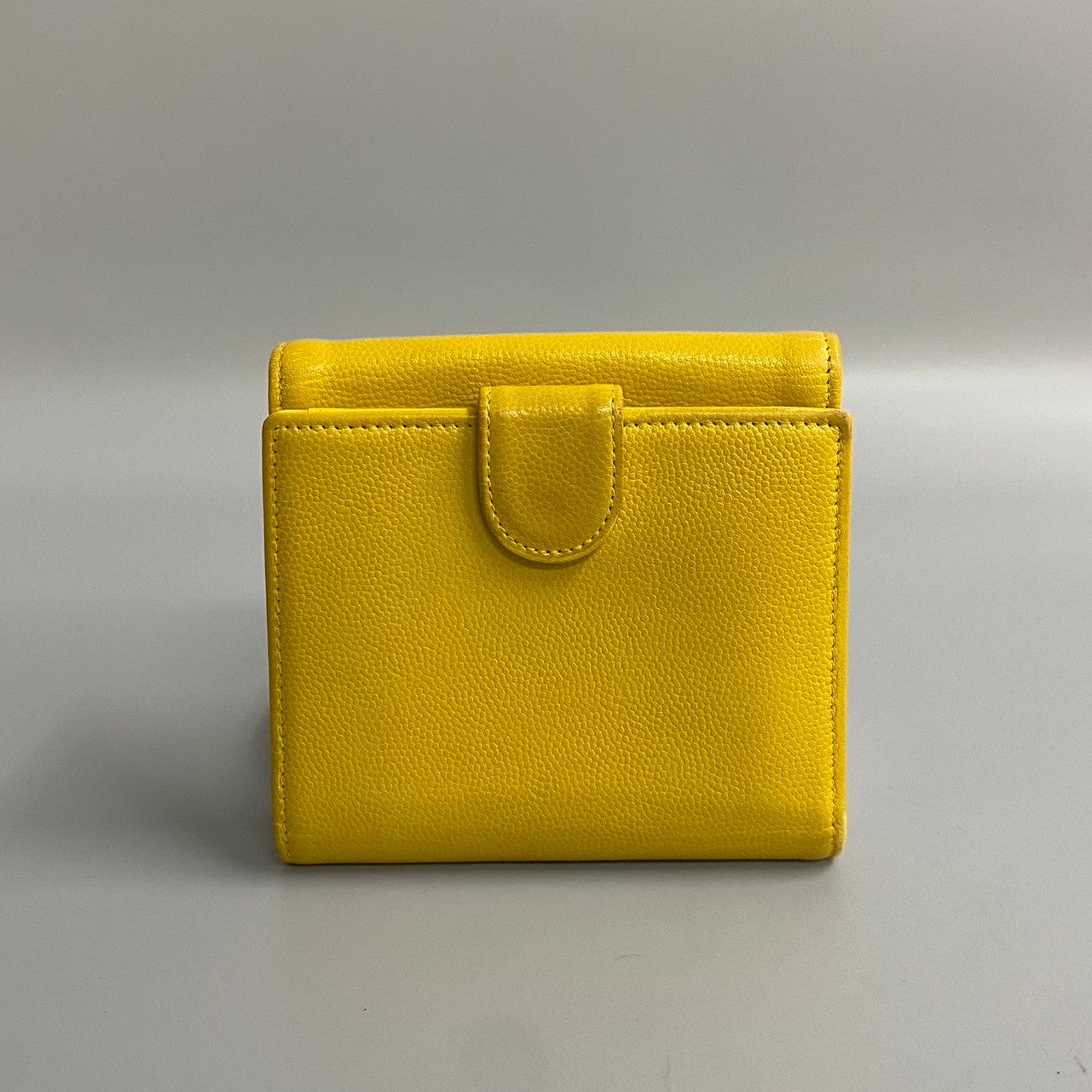 Chanel Bifold Wallet Leather Yellow Caviar Skin Women