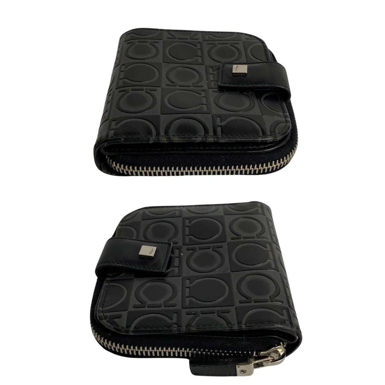 Salvatore Ferragamo Bifold Wallet Leather Black Gancini Women