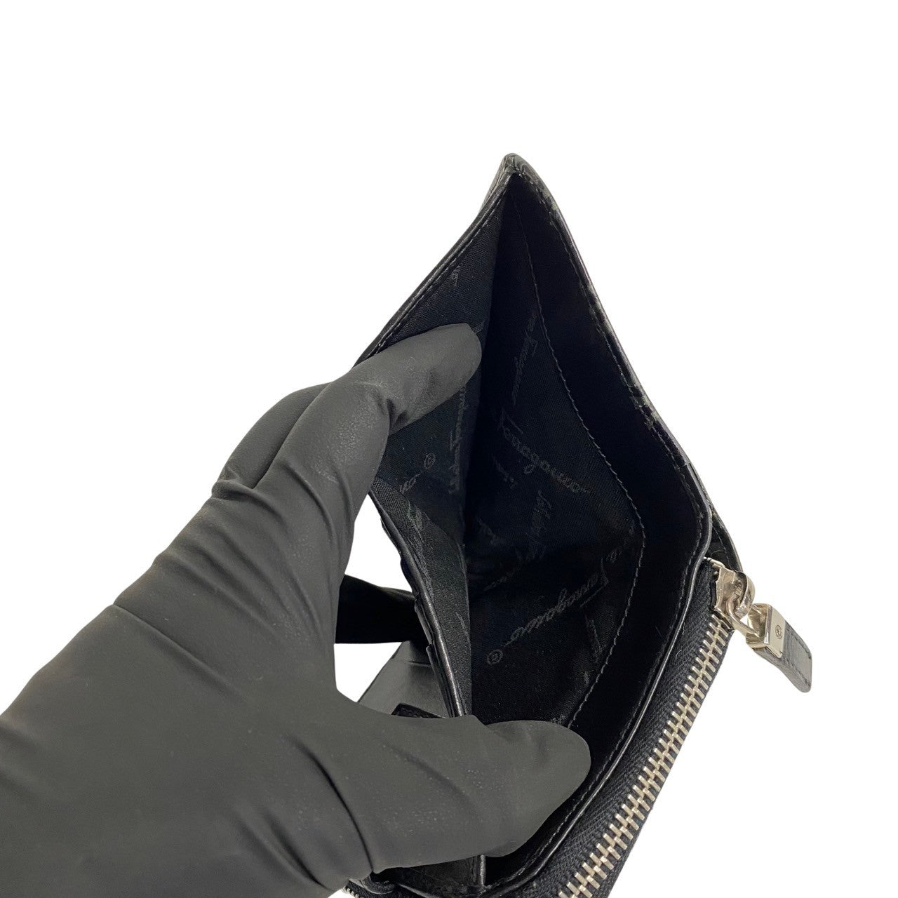 Salvatore Ferragamo Bifold Wallet Leather Black Gancini Women