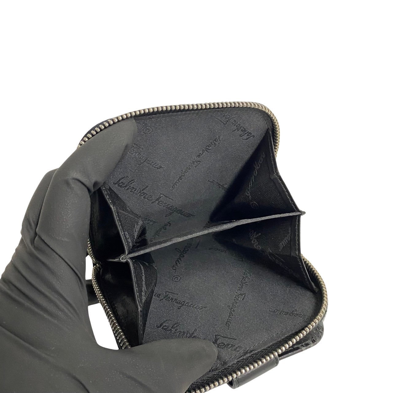 Salvatore Ferragamo Bifold Wallet Leather Black Gancini Women