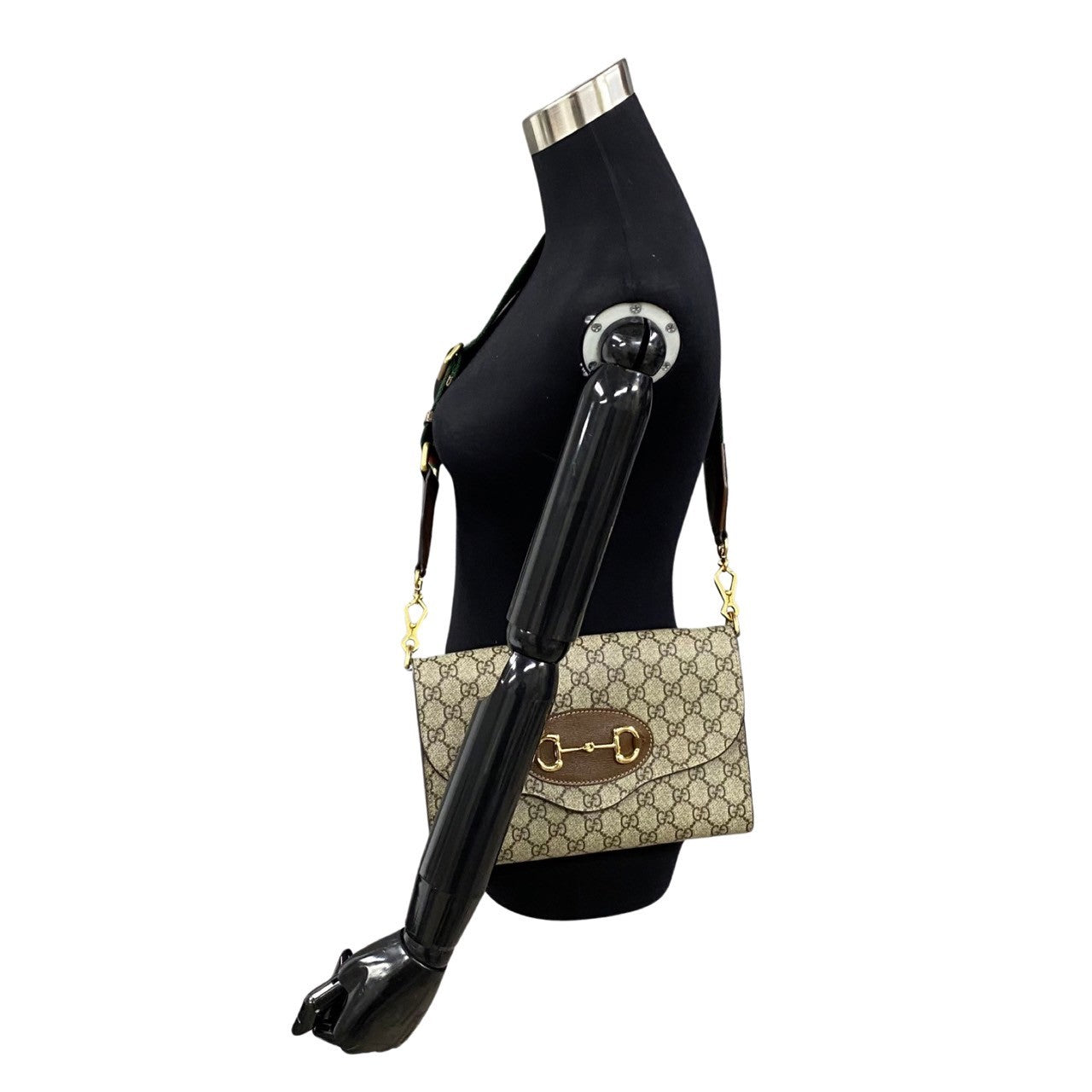 Gucci Shoulder Bag Leather, Pvc Brown Horsebit Gg Supreme Sherry Line Women