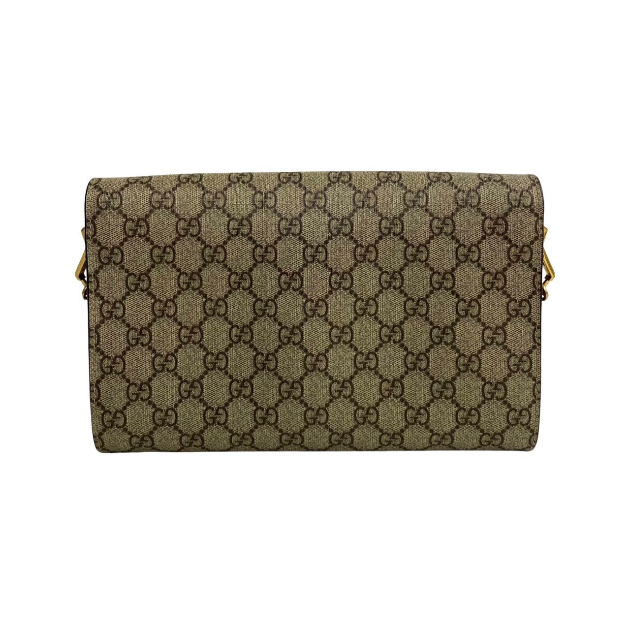 Gucci Shoulder Bag Leather, Pvc Brown Horsebit Gg Supreme Sherry Line Women