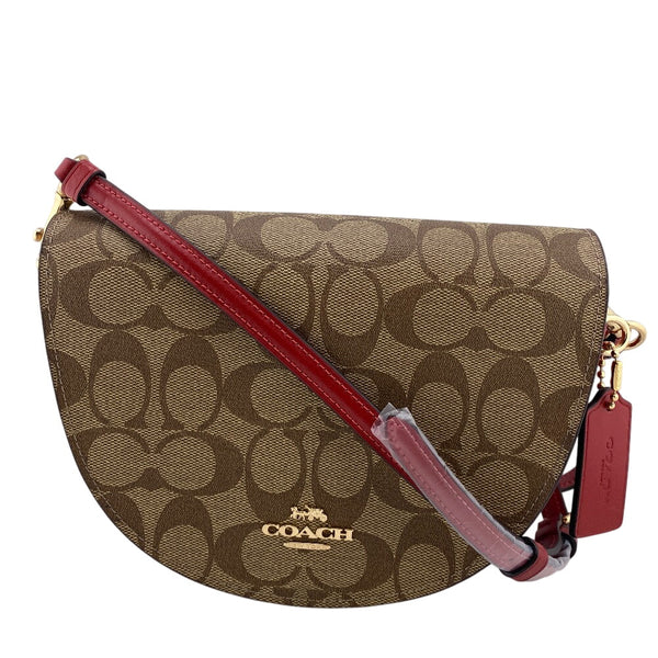 Coach Shoulder Bag C1430 Leather Brown Signature