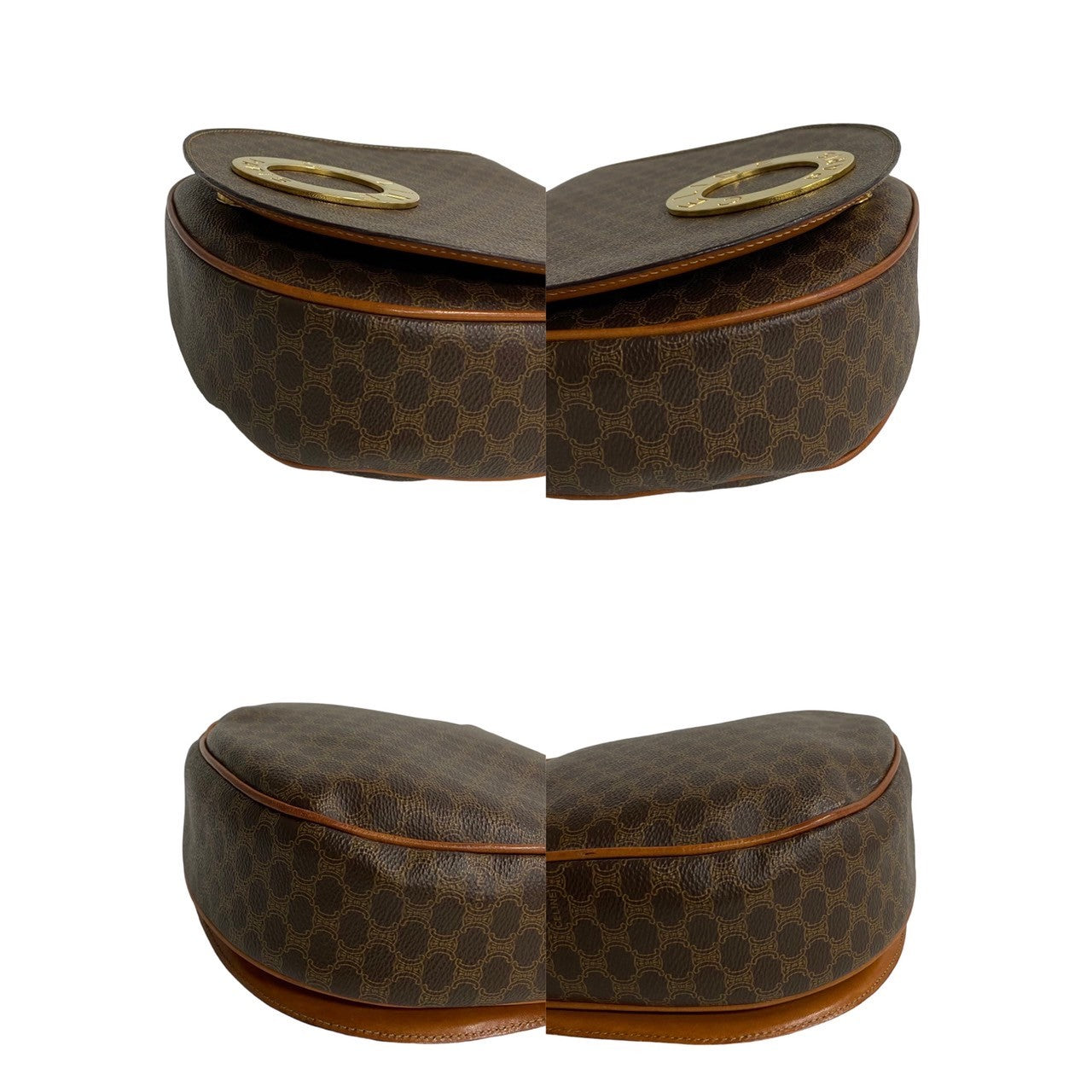 Celine Shoulder Bag Leather, Pvc Brown Macadam Women