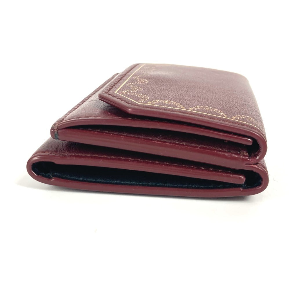Cartier Trifold Wallet Leather Wine-Red Garland De Cartier Women