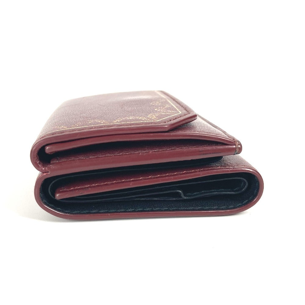 Cartier Trifold Wallet Leather Wine-Red Garland De Cartier Women