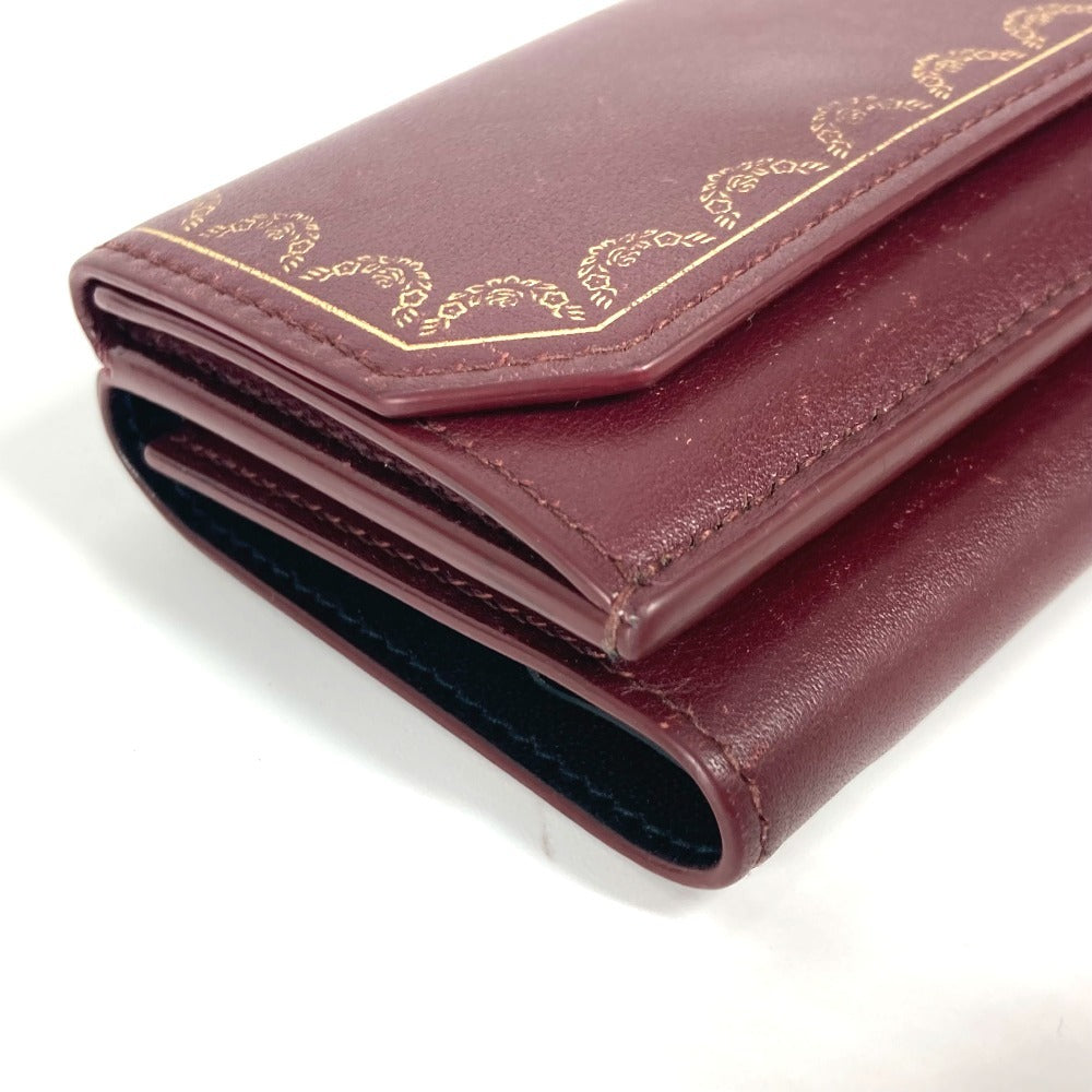Cartier Trifold Wallet Leather Wine-Red Garland De Cartier Women
