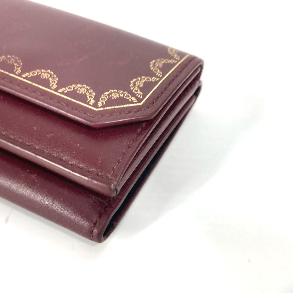 Cartier Trifold Wallet Leather Wine-Red Garland De Cartier Women