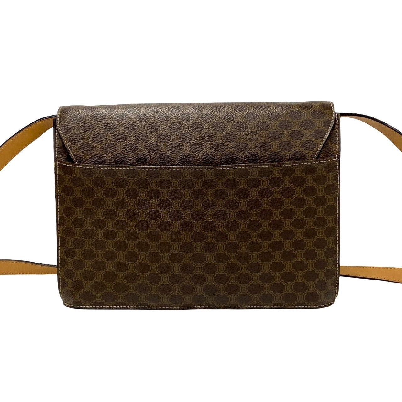 Celine Shoulder Bag Leather, Pvc Brown Macadam Blason Triomphe Pattern Women