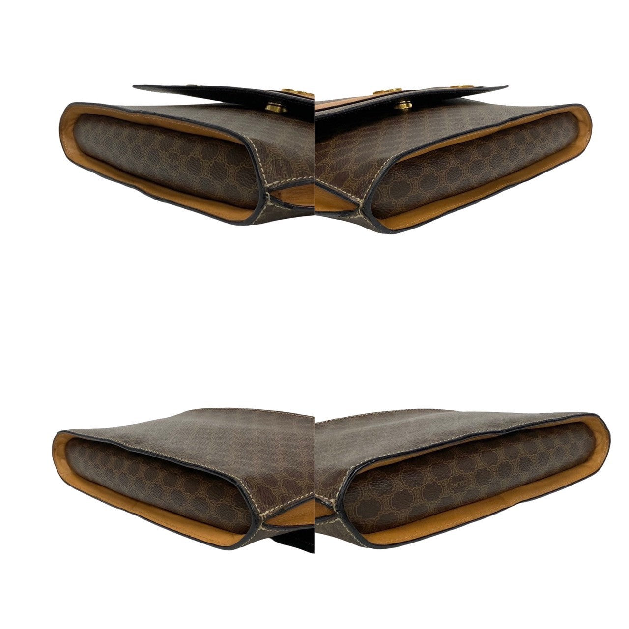 Celine Shoulder Bag Leather, Pvc Brown Macadam Blason Triomphe Pattern Women