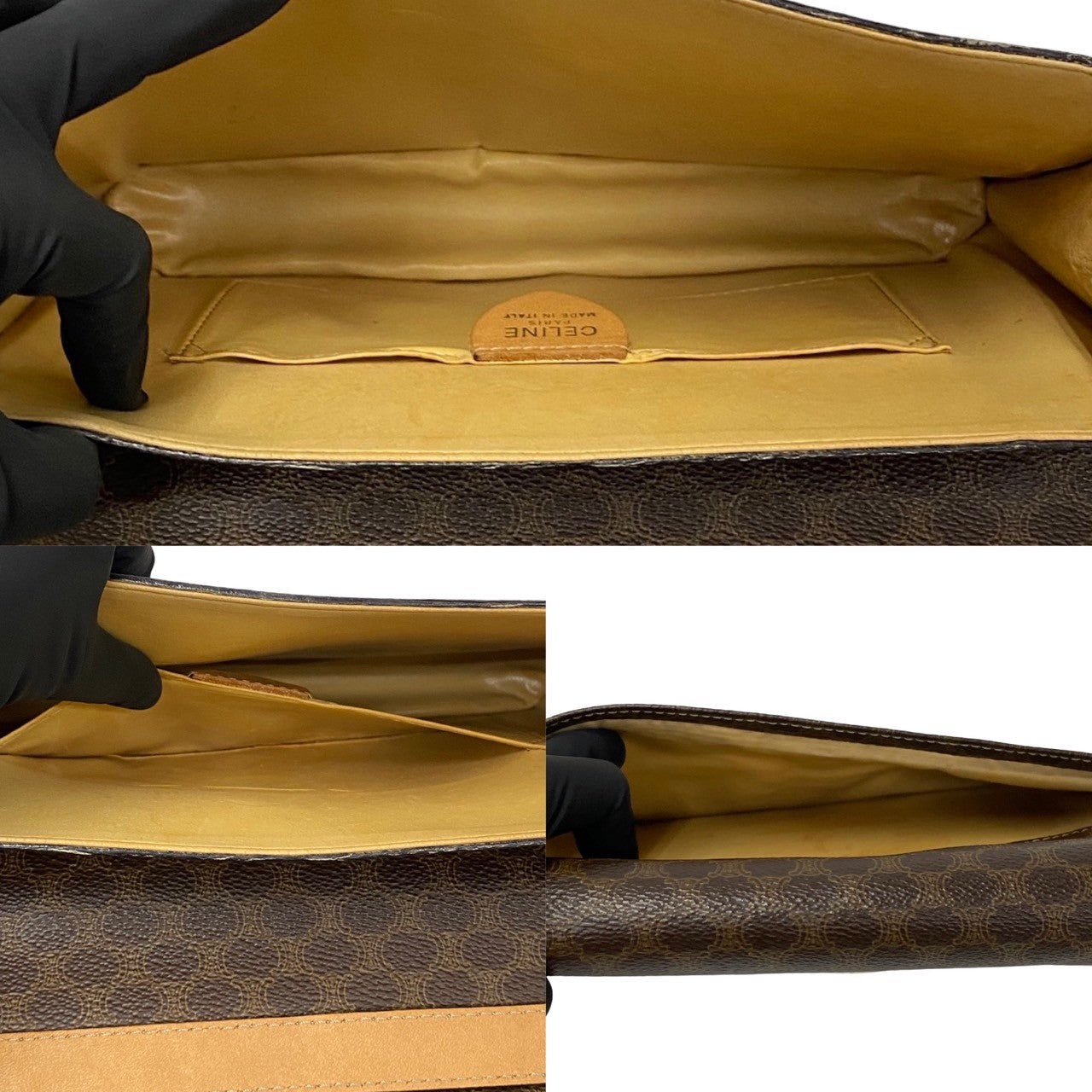 Celine Shoulder Bag Leather, Pvc Brown Macadam Blason Triomphe Pattern Women