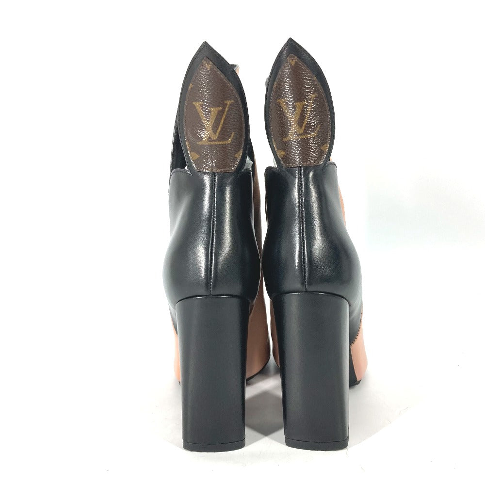 Louis Vuitton Boots Leather Black Shoes Shoes Monogram Heels By Color Women 35