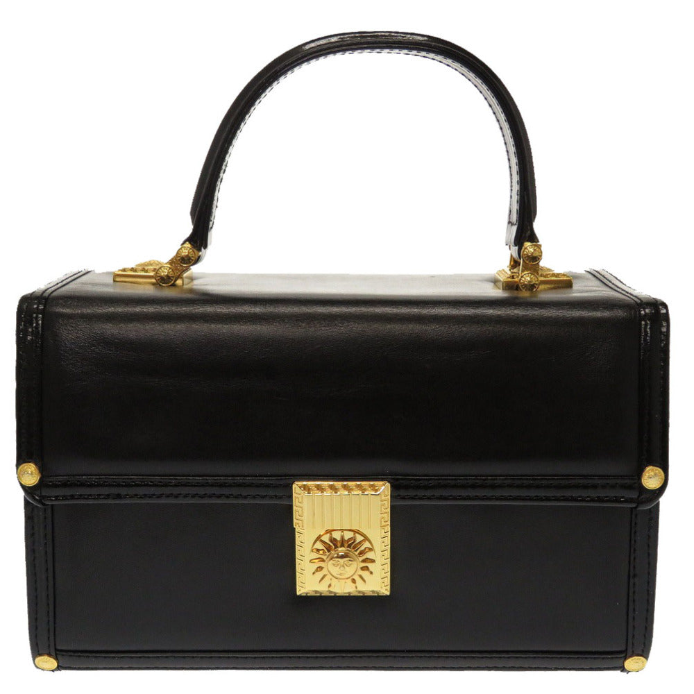 Versace Handbag Leather Black Sun Sun Vintage Women