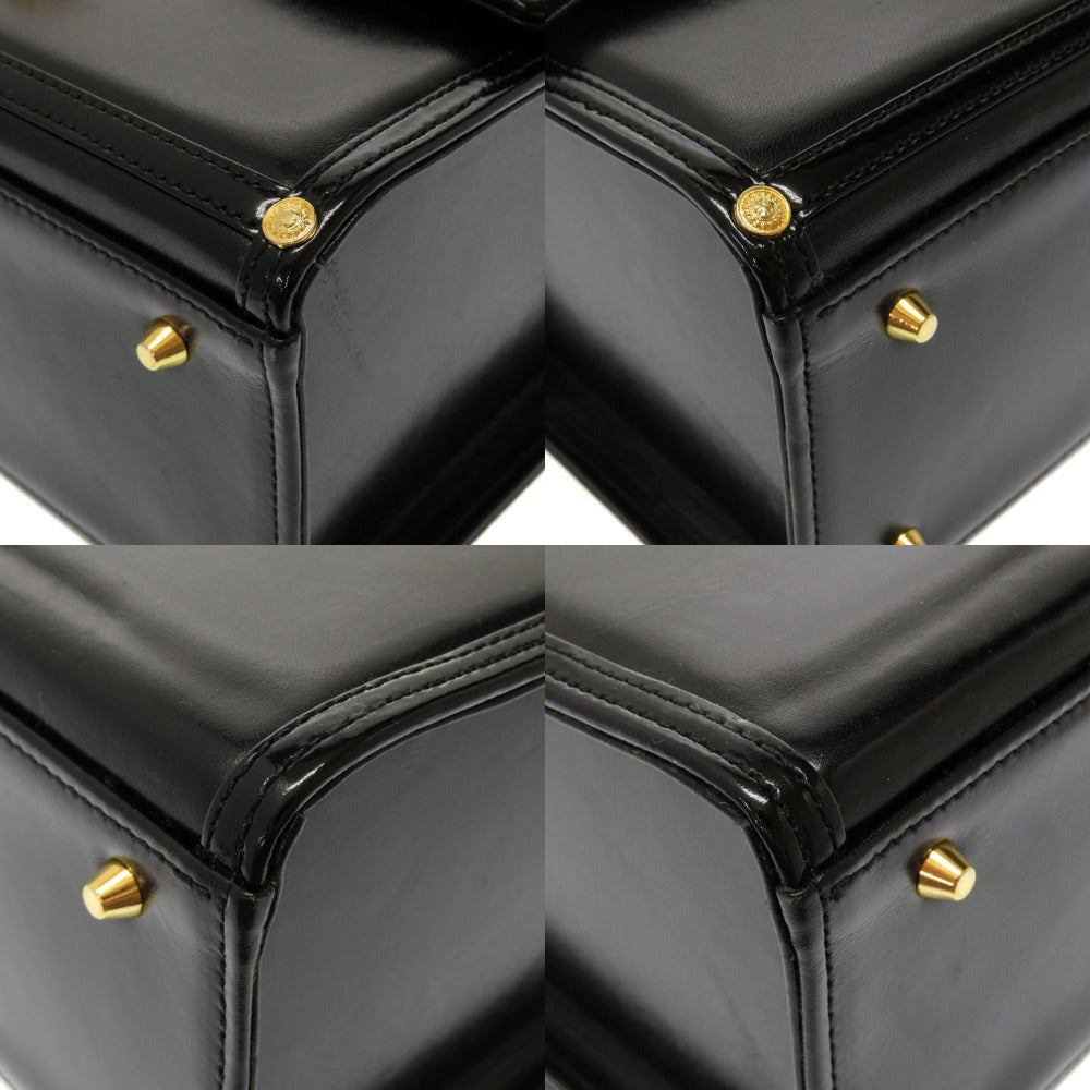Versace Handbag Leather Black Sun Sun Vintage Women