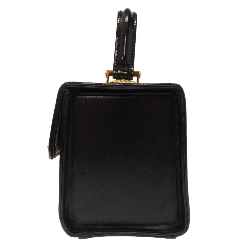 Versace Handbag Leather Black Sun Sun Vintage Women