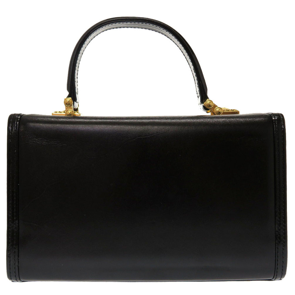 Versace Handbag Leather Black Sun Sun Vintage Women