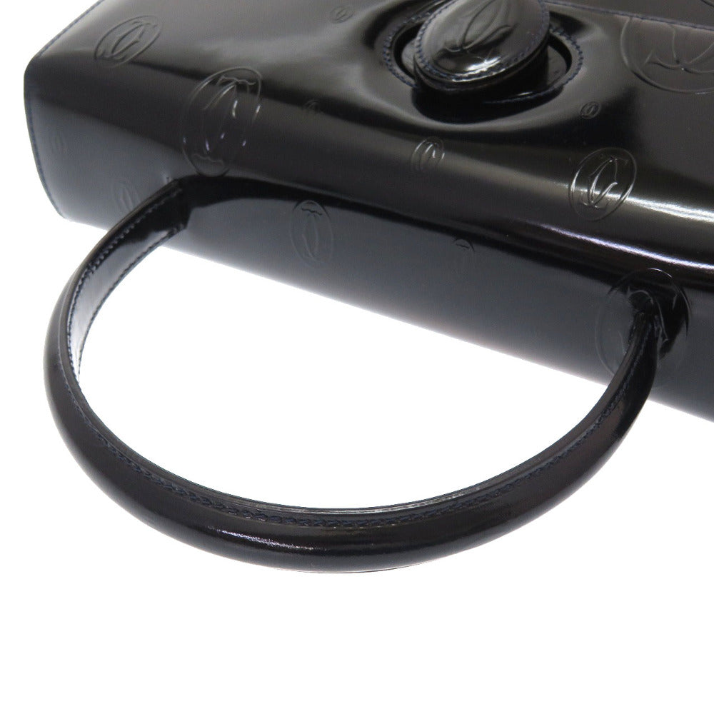 Cartier Handbag Patent Leather Black Happy Birthday Women