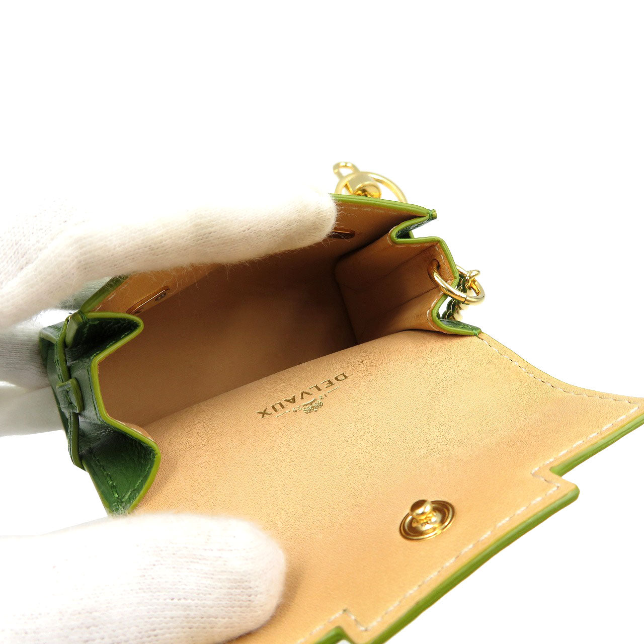 Delvaux Key Ring Leather Green Tempate Women