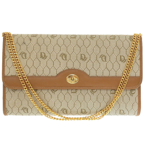 Christian Dior Shoulder Bag Pvc, Leather Beige Honeycomb Pattern Women