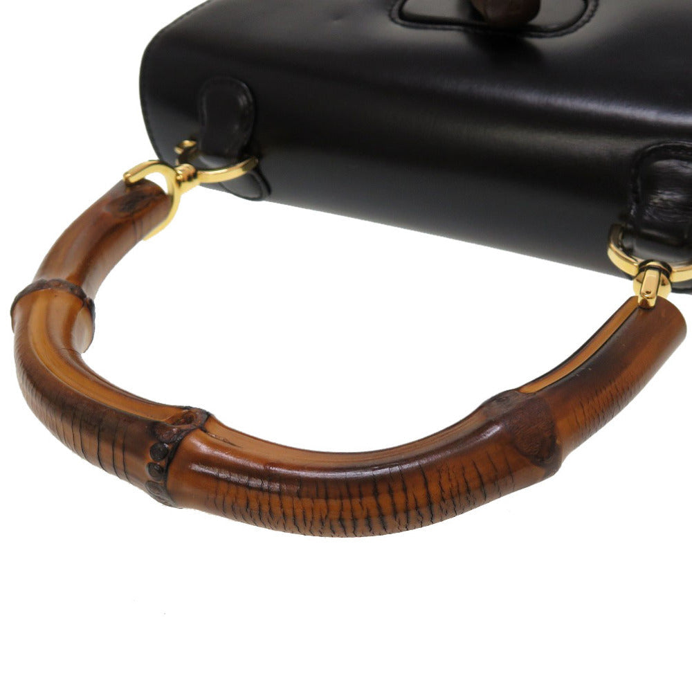 Gucci Handbag 000 46 0633 Leather X Bamboo Black Women