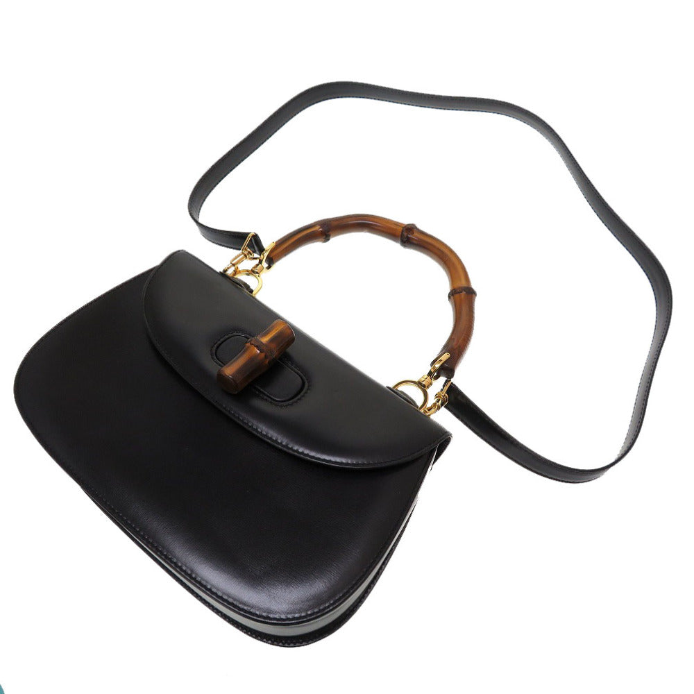 Gucci Handbag 000 46 0633 Leather X Bamboo Black Women
