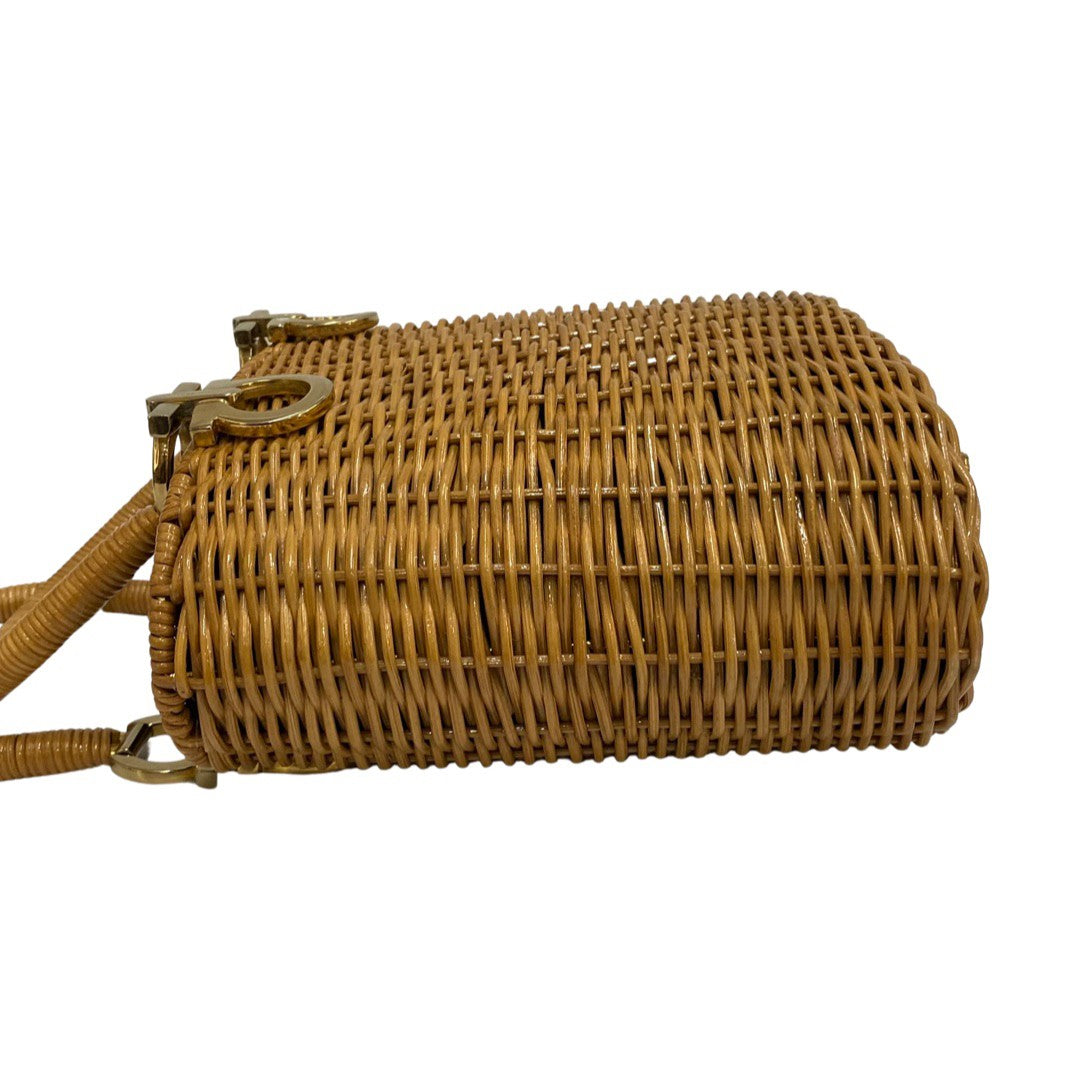 Salvatore Ferragamo Handbag Rattan Beige Gancini Women