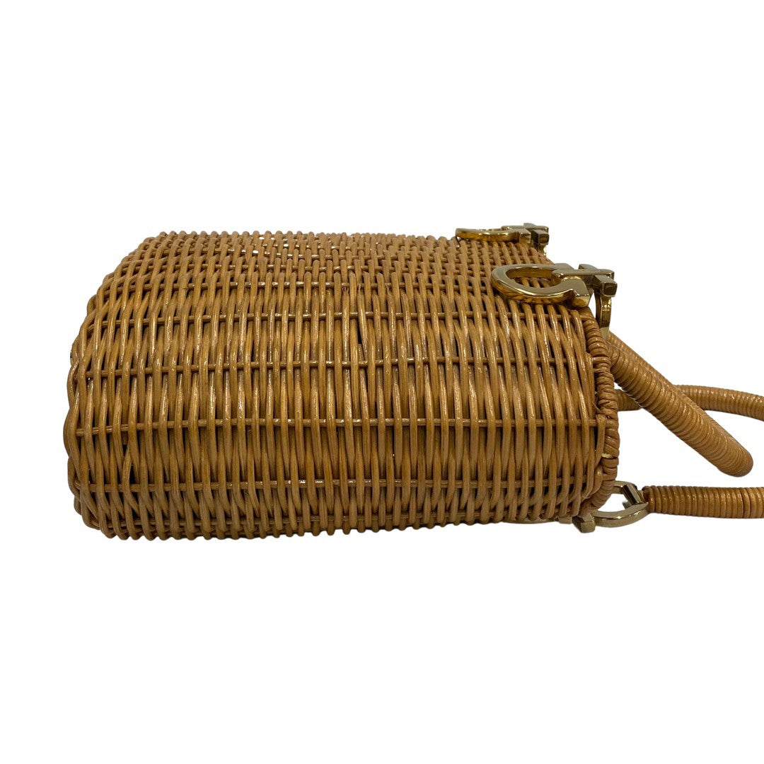 Salvatore Ferragamo Handbag Rattan Beige Gancini Women