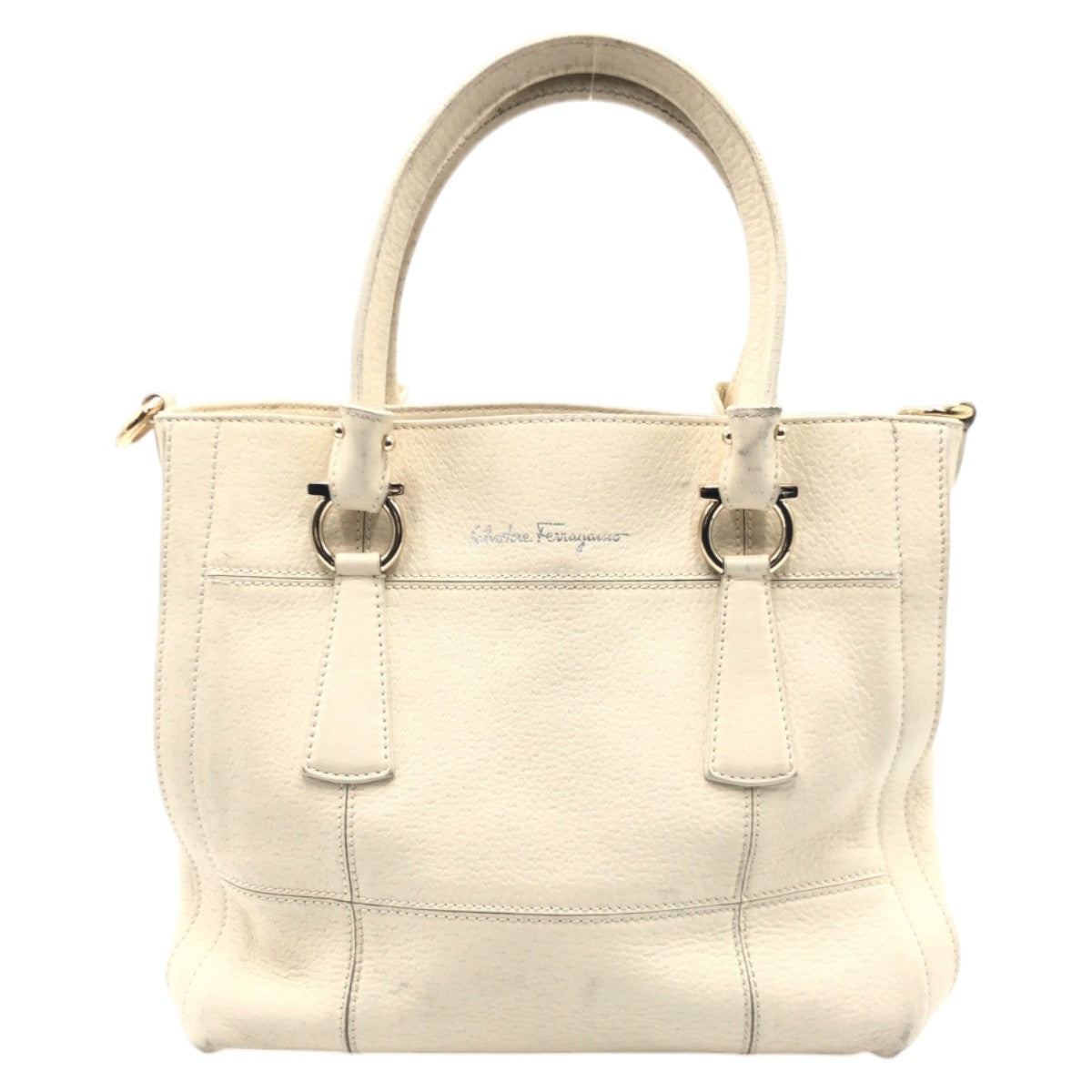 Salvatore Ferragamo Tote Bag Ey21 Leather Beige Tote Bag Handbag Women