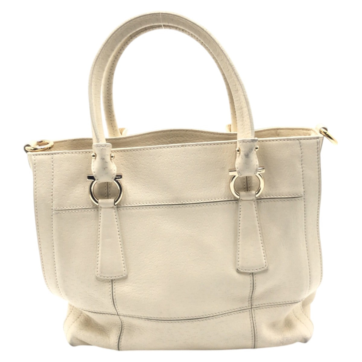 Salvatore Ferragamo Tote Bag Ey21 Leather Beige Tote Bag Handbag Women