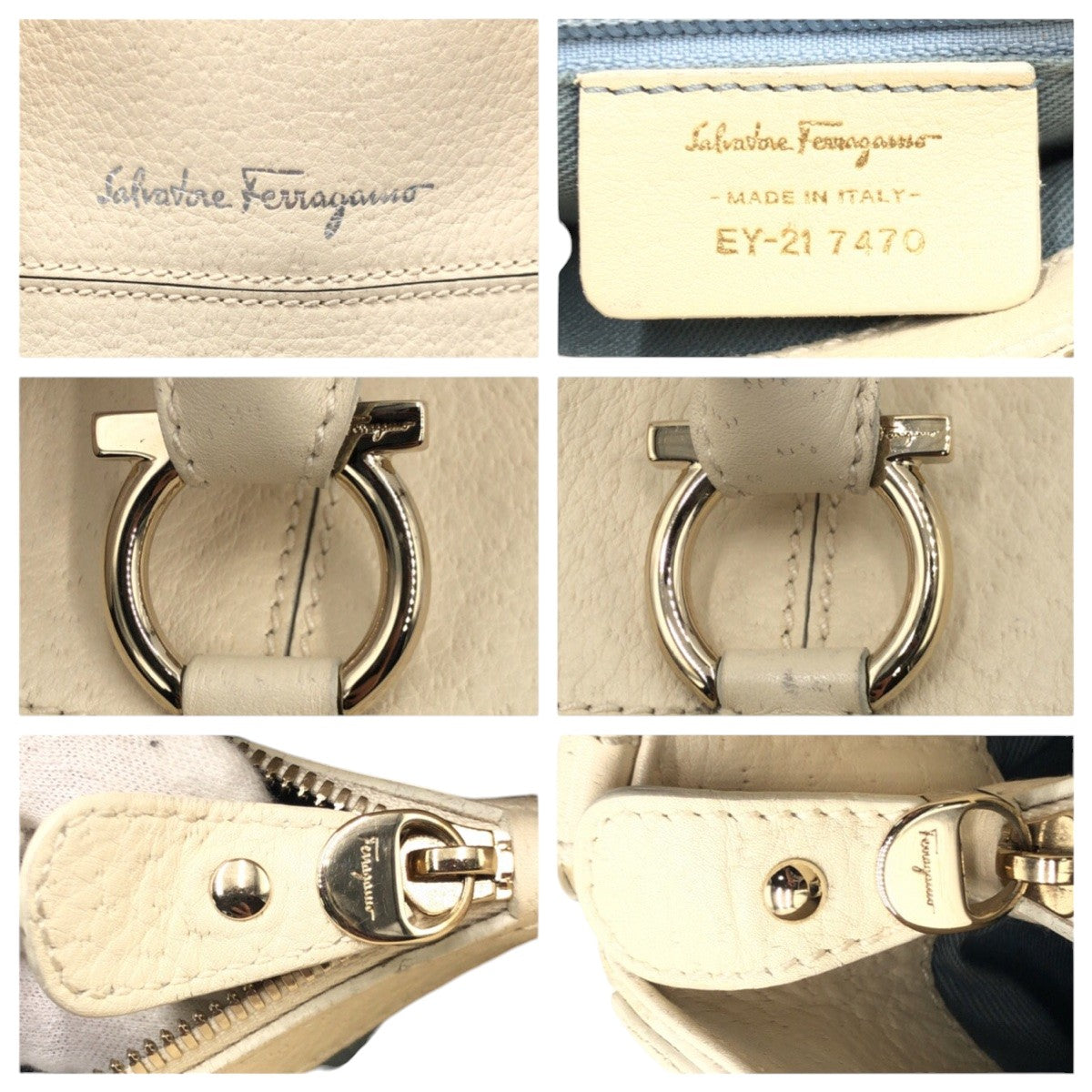 Salvatore Ferragamo Tote Bag Ey21 Leather Beige Tote Bag Handbag Women