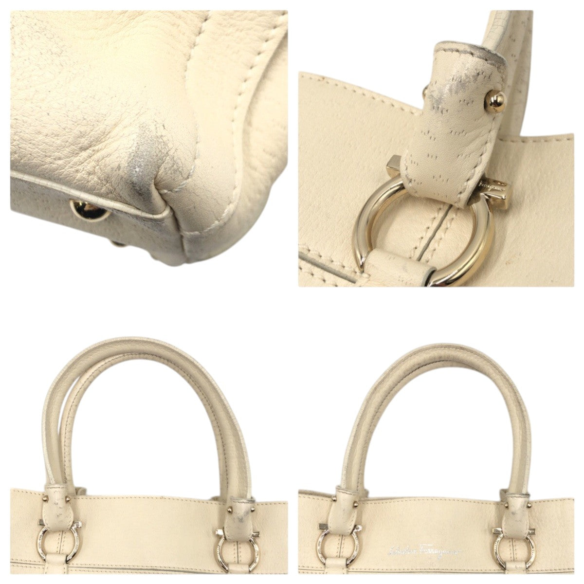 Salvatore Ferragamo Tote Bag Ey21 Leather Beige Tote Bag Handbag Women