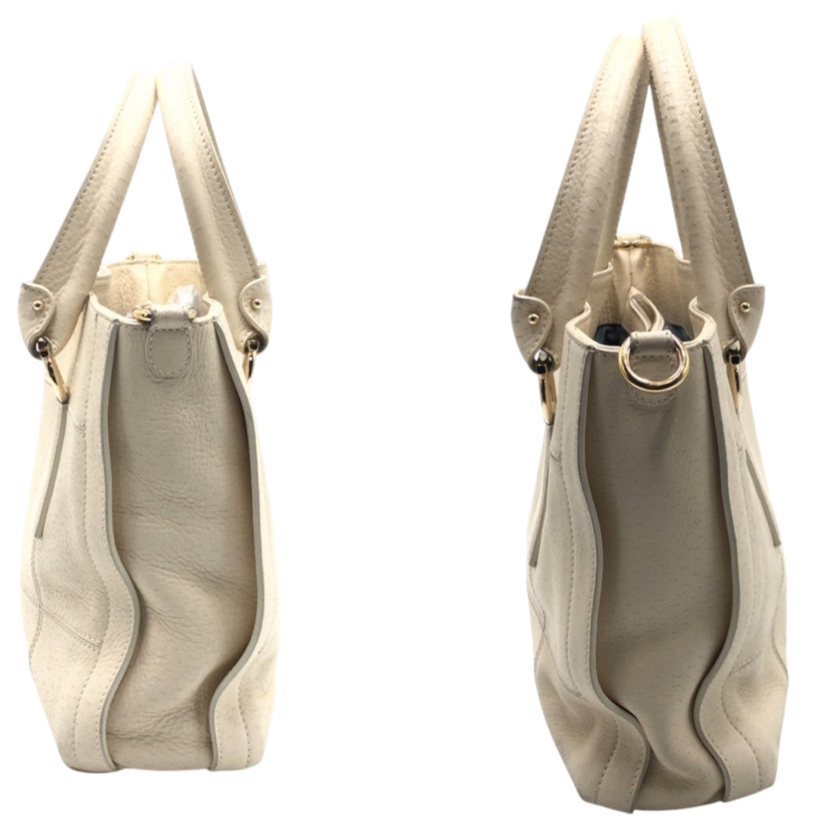 Salvatore Ferragamo Tote Bag Ey21 Leather Beige Tote Bag Handbag Women