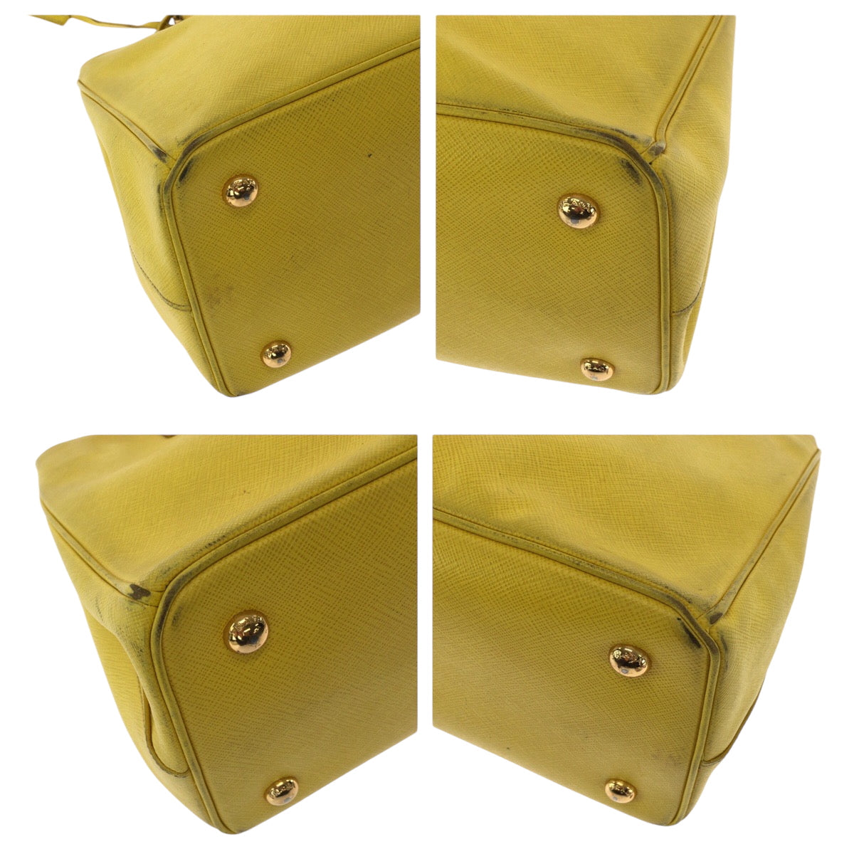 Prada Shoulder Bag Bn1874 Leather Yellow Gold Metal Shoulder Bag Handbag 2Way Safiano Women