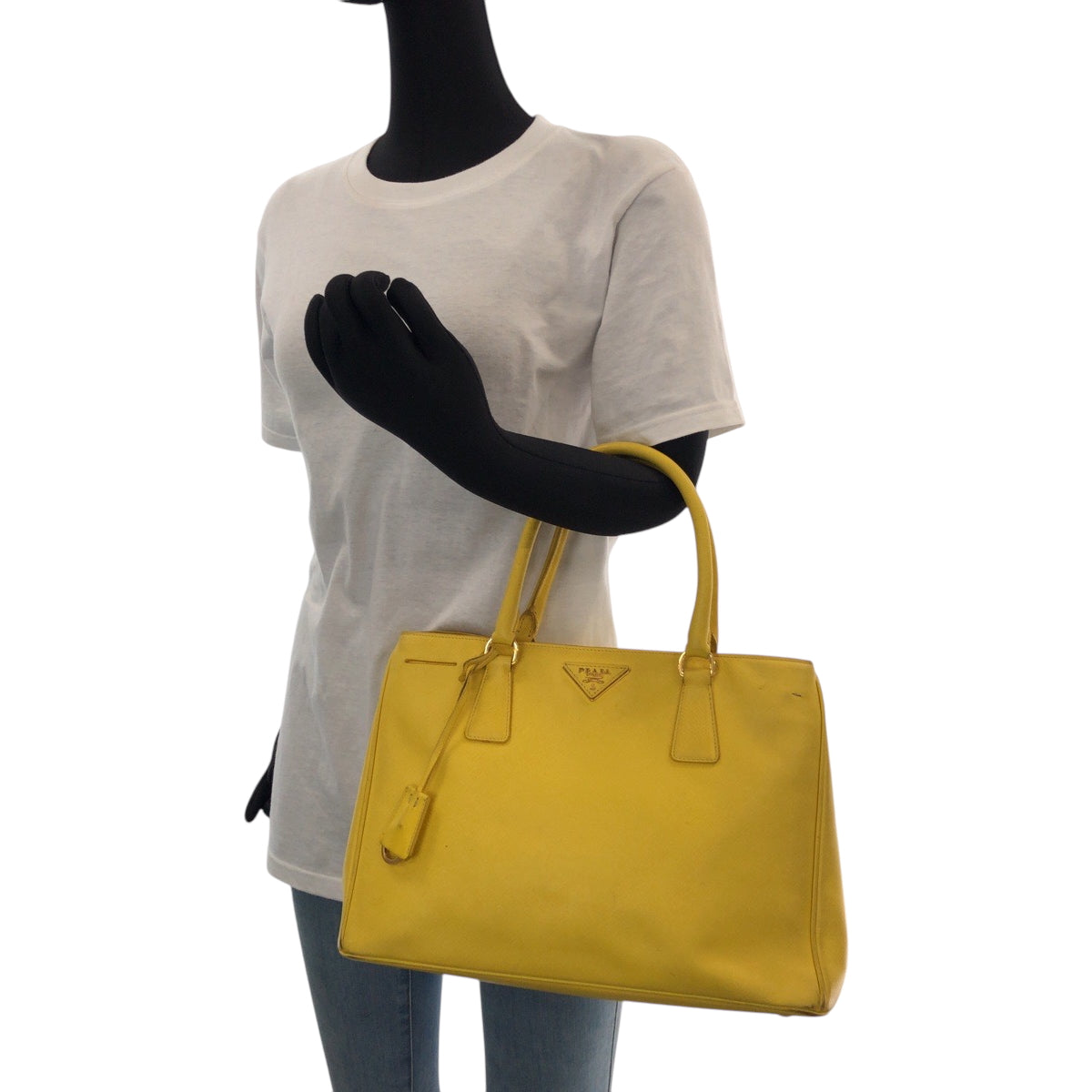 Prada Shoulder Bag Bn1874 Leather Yellow Gold Metal Shoulder Bag Handbag 2Way Safiano Women