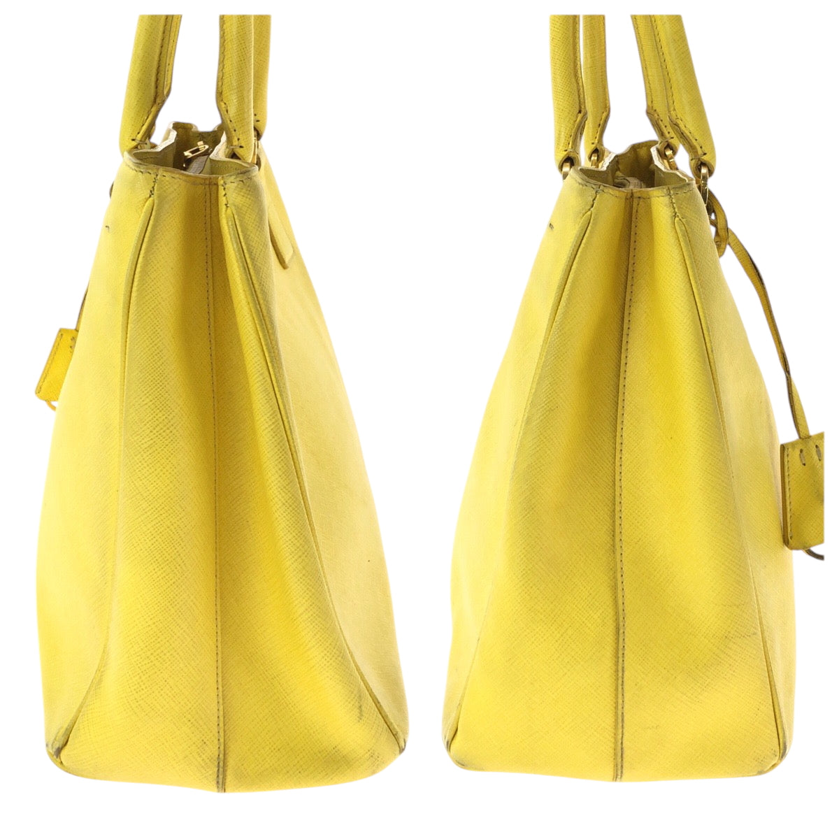 Prada Shoulder Bag Bn1874 Leather Yellow Gold Metal Shoulder Bag Handbag 2Way Safiano Women