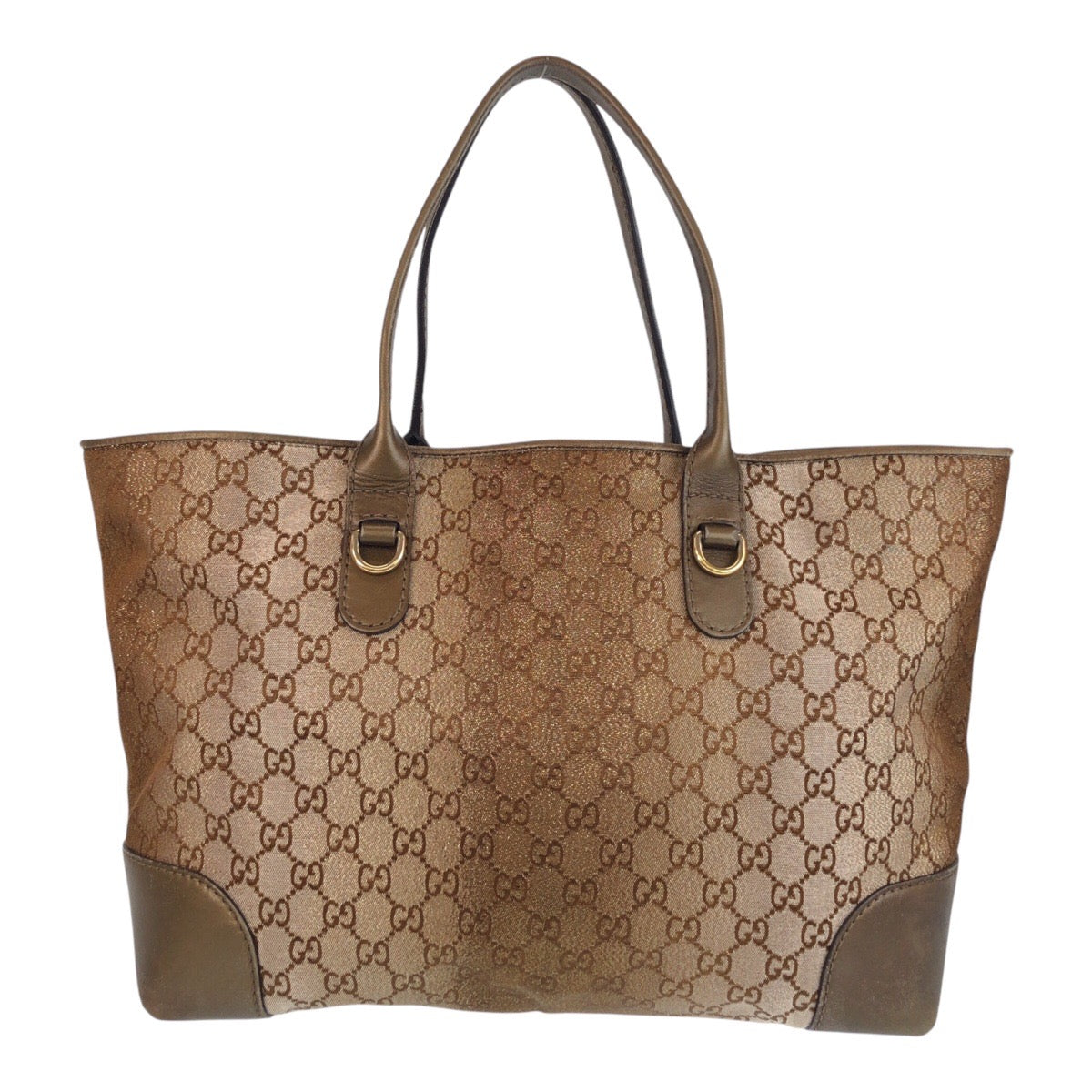 Gucci Tote Bag 269956 Gg Canvas, Leather Brown Gold Metal Tote Bag Shoulder Bag Women
