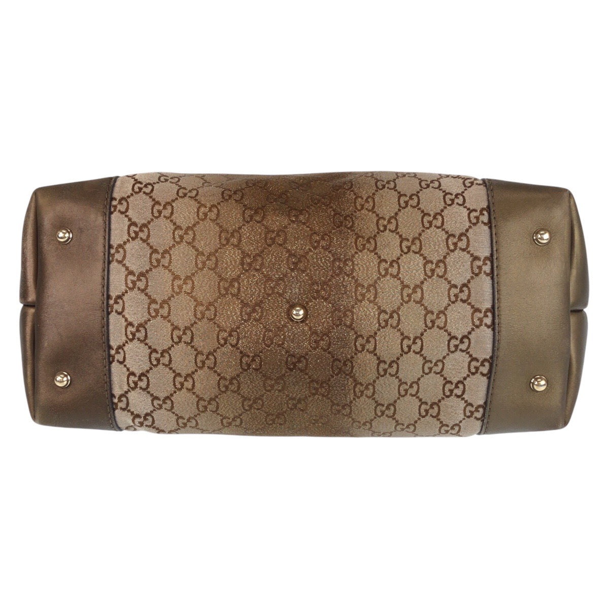 Gucci Tote Bag 269956 Gg Canvas, Leather Brown Gold Metal Tote Bag Shoulder Bag Women