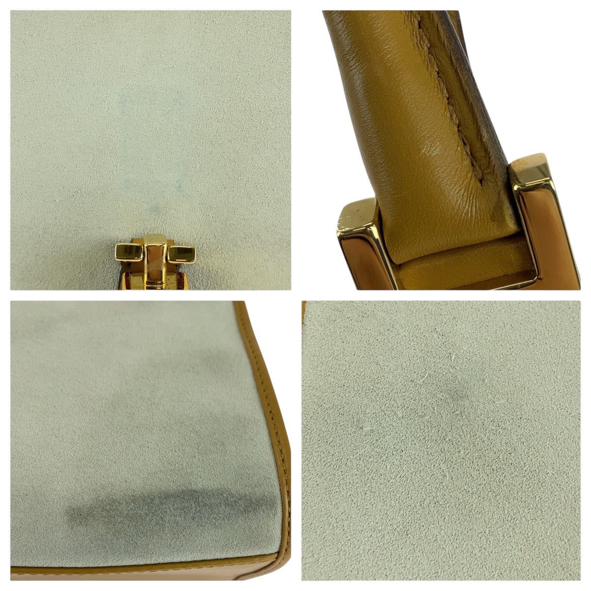 Gucci Shoulder Bag 002 1068 Suede, Leather Gray Camel Gold Metal Jackie Women