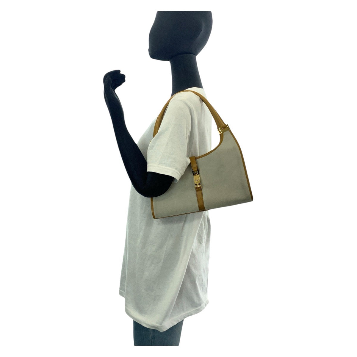 Gucci Shoulder Bag 002 1068 Suede, Leather Gray Camel Gold Metal Jackie Women
