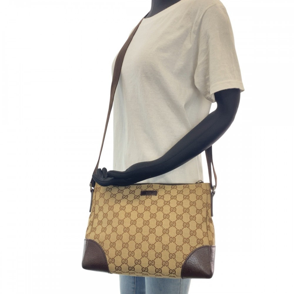 Gucci Shoulder Bag 114273 Gg Canvas, Leather Beige Brown Crossbody Shoulder Bag Women