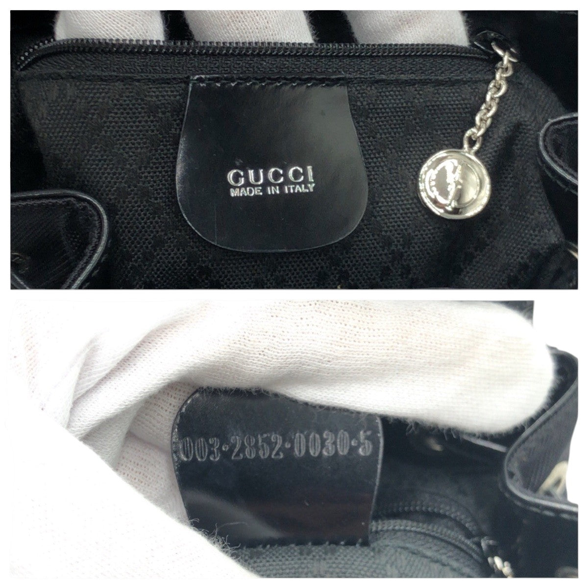 Gucci Backpack 0032852 Nylon Black Silver Bamboo