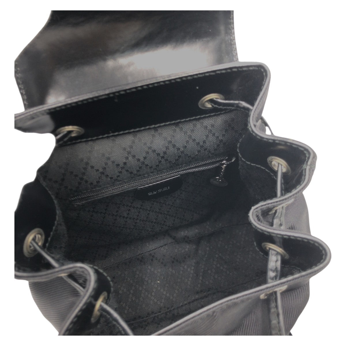 Gucci Backpack 0032852 Nylon Black Silver Bamboo