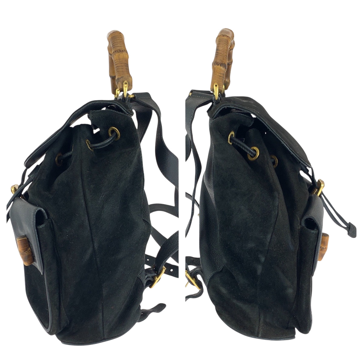 Gucci Backpack 003 58 0016 Suede Black Brown Backpack Backpack Bamboo Old Gucci Women