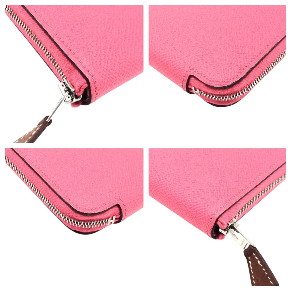 Hermes Long Wallet Purse Epsom Pink Rose Azalee Silvermetal Long Wallet Purse Zip Around Azap Long